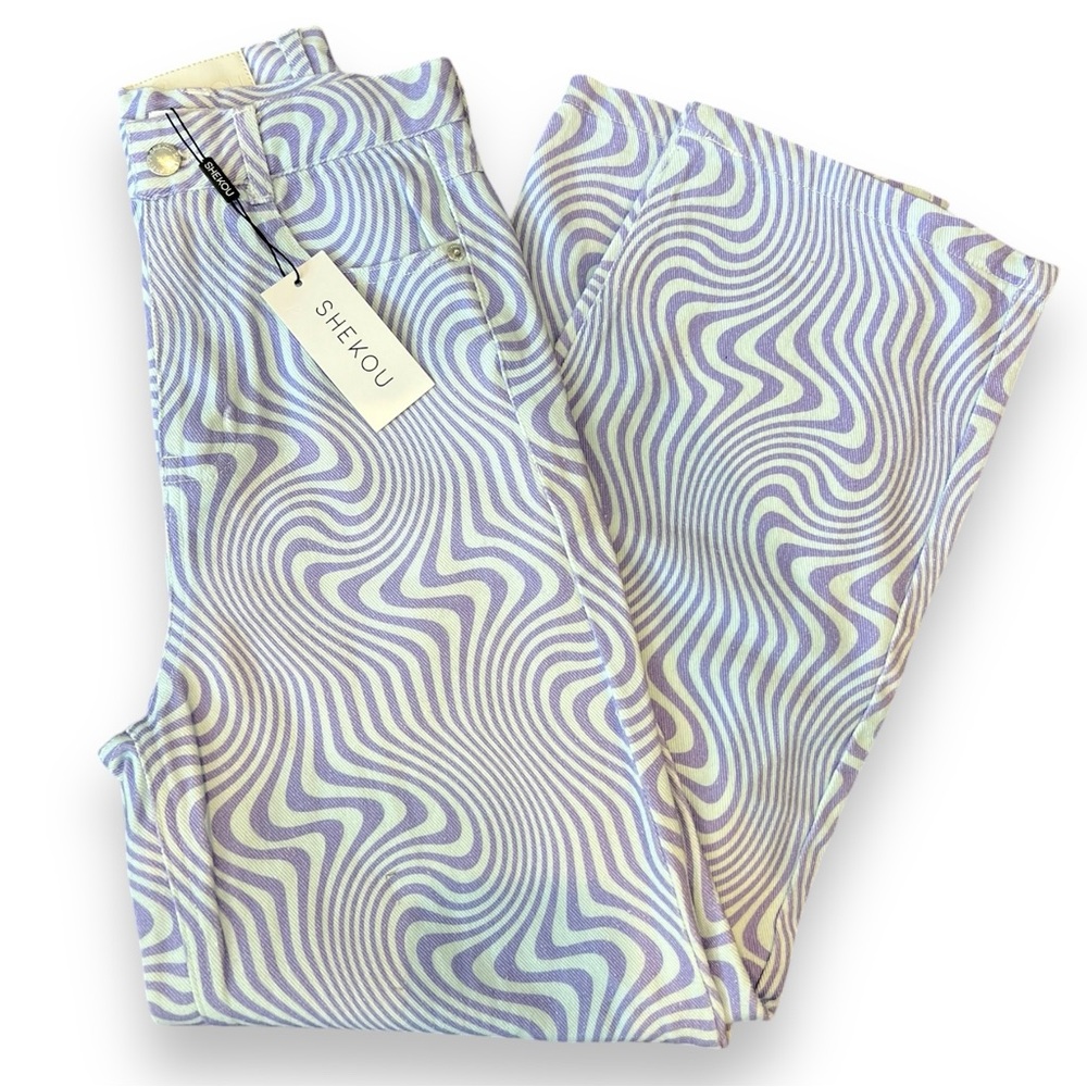 NWT•SHEKOU Denim Print Pants